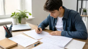 Preparación para exámenes prácticos con simulacros y ejercicios en mesa de estudio