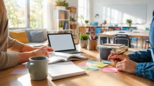 educación transformadora en un aula colaborativa con materiales de estudio y aprendizaje activo