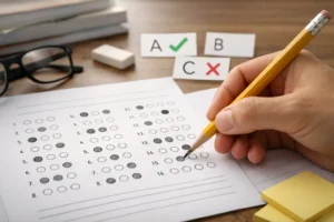 trucos para exámenes tipo test con hoja de respuestas y lápiz antes de marcar la opción correcta