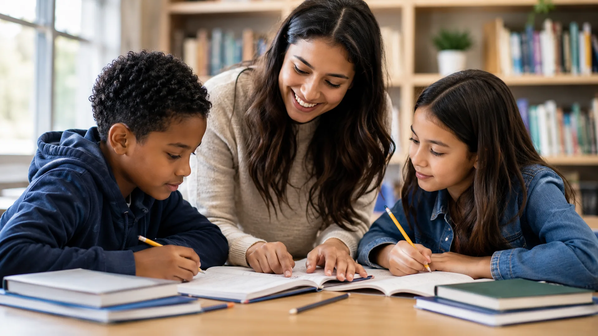 voluntariado educativo con apoyo al aprendizaje en aula entre voluntaria y estudiantes