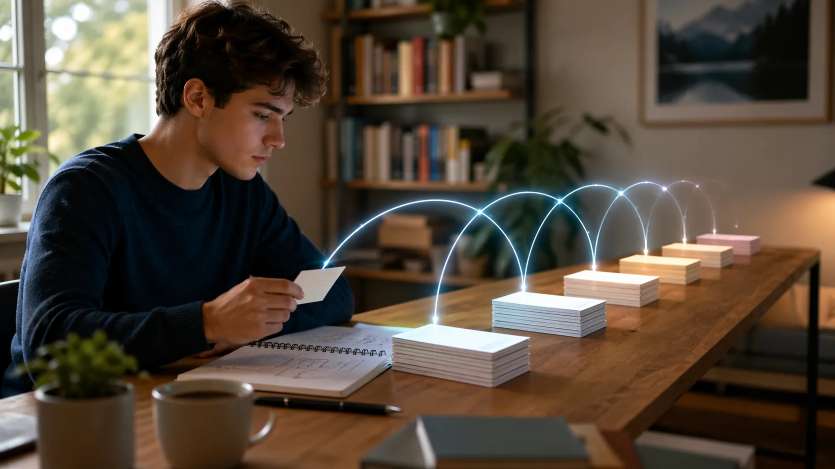 repaso espaciado con tarjetas de memoria y estudio activo para recordar mejor