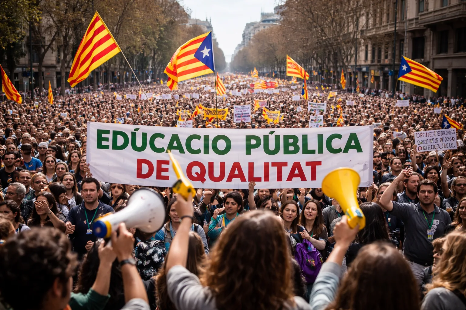 Huelga docentes Catalunya en Barcelona con manifestación masiva del profesorado de la educación pública