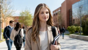 Princesa Leonor en campus universitario para estudiar Ciencias Políticas en una universidad pública