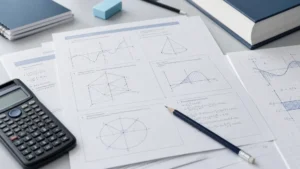 Imagen destacada sobre exámenes matemáticas II PAU con ejercicios resueltos, gráficos, calculadora científica y materiales de estudio